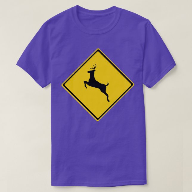 Road Deer Warning Sign T-Shirt (Design Front)