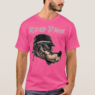 Road Dog Motorcycle Bike Wolf Comic Biker Helmet C T-Shirt