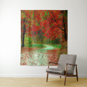 ROAD FOREST TREES BOTANICAL NATURE LANDSCAPE TAPESTRY