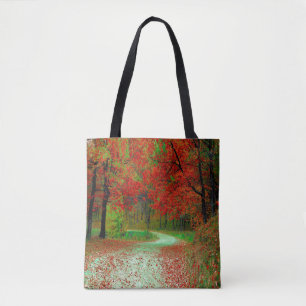 ROAD FOREST TREES BOTANICAL NATURE LANDSCAPE TOTE BAG