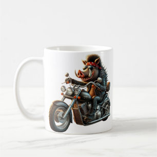 Road Hog Biker Mug   Rebel Motorcycle Hog Design