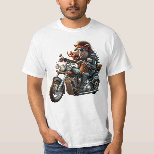 Road Hog Biker T-Shirt | Rebel Motorcycle Hog Desi (Front)