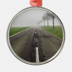 Road in fog leads to nothing metal tree decoration