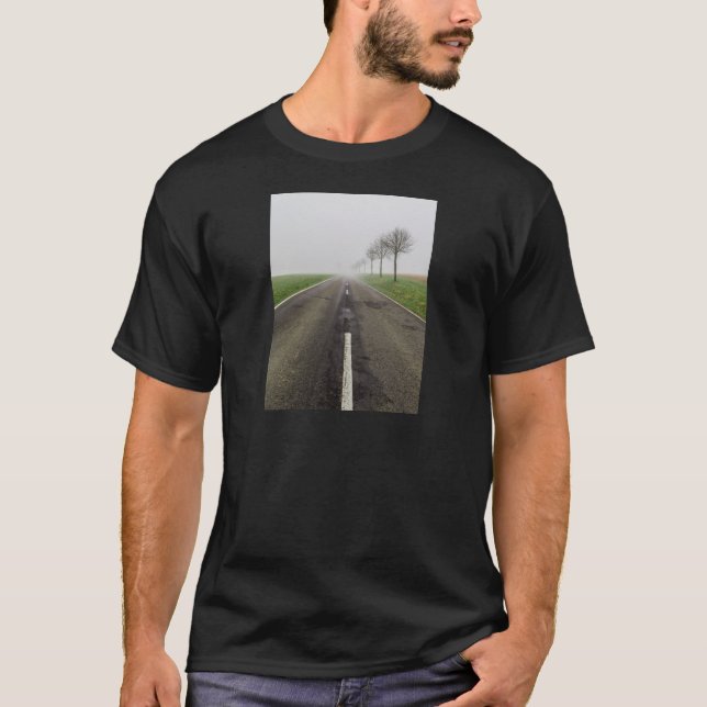 Road in fog leads to nothing T-Shirt (Front)