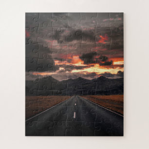 Road into Mountain Sunset Jigsaw Puzzle