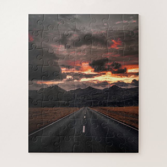 Road into Mountain Sunset Jigsaw Puzzle (Vertical)