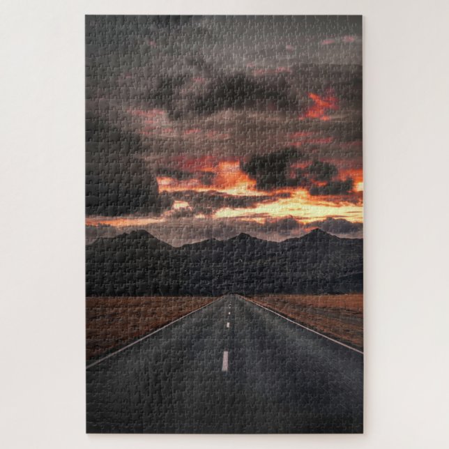 Road into Mountain Sunset Jigsaw Puzzle (Vertical)
