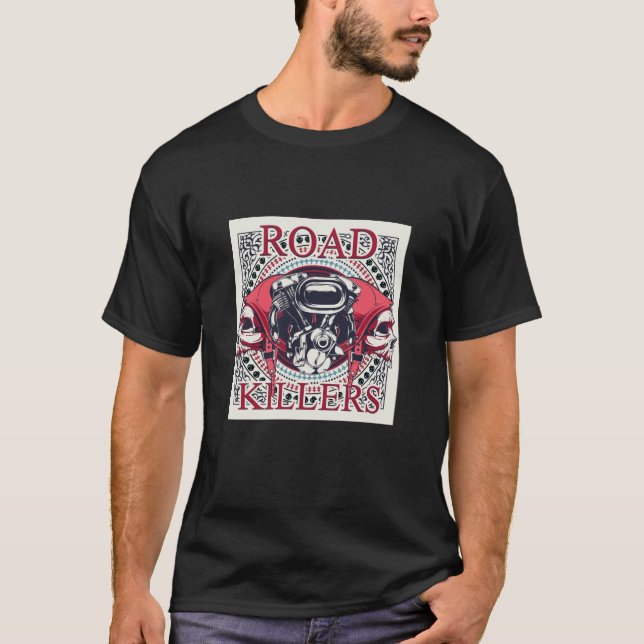 Road Killers Red Engine Skull Tee (Front)
