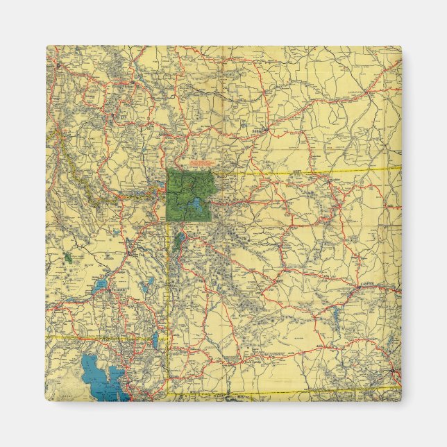Road map Idaho, Mont, Wyo map Magnet (Front)