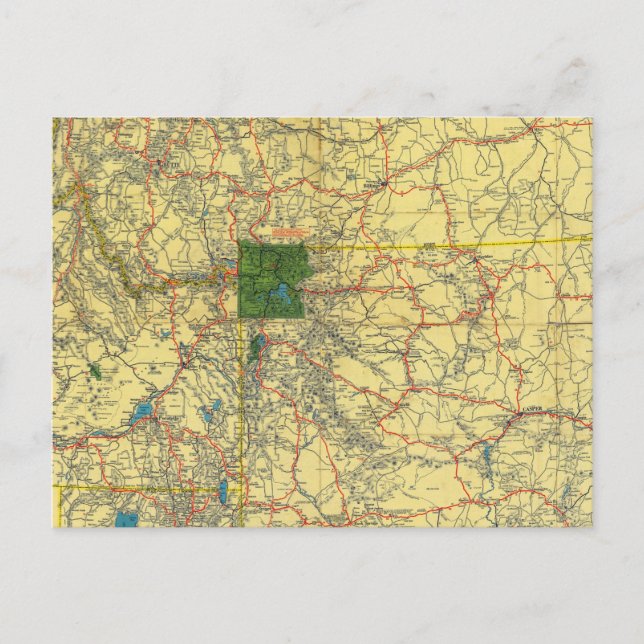 Road map Idaho, Mont, Wyo map Postcard (Front)