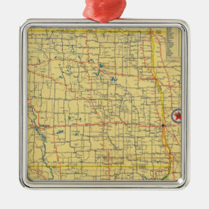 Road map N & S Dakota Metal Tree Decoration