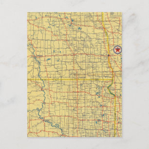 Road map N & S Dakota Postcard
