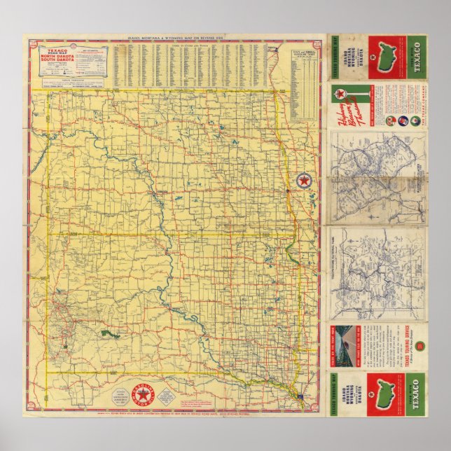 Road map N & S Dakota Poster (Front)