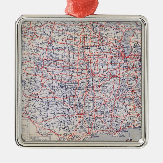 Road map United States Metal Tree Decoration (Front)