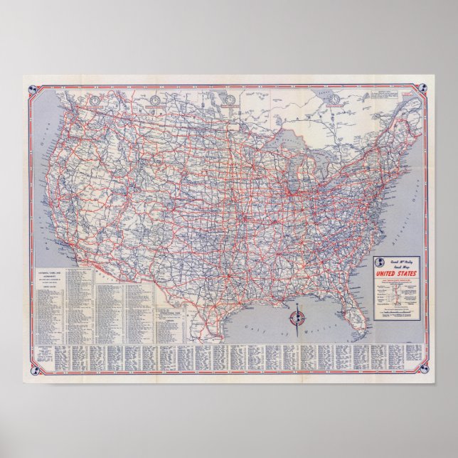 Road map United States Poster (Front)