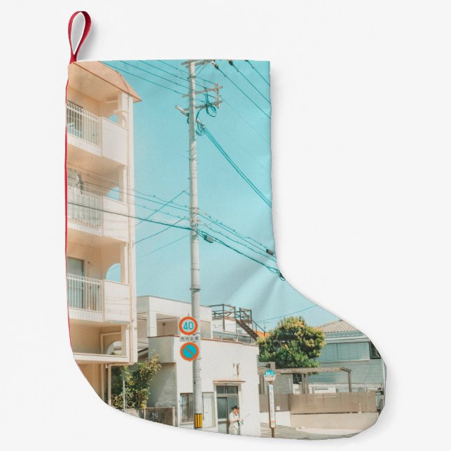 ROAD NEAR HOUSE SMALL CHRISTMAS STOCKING (Front)