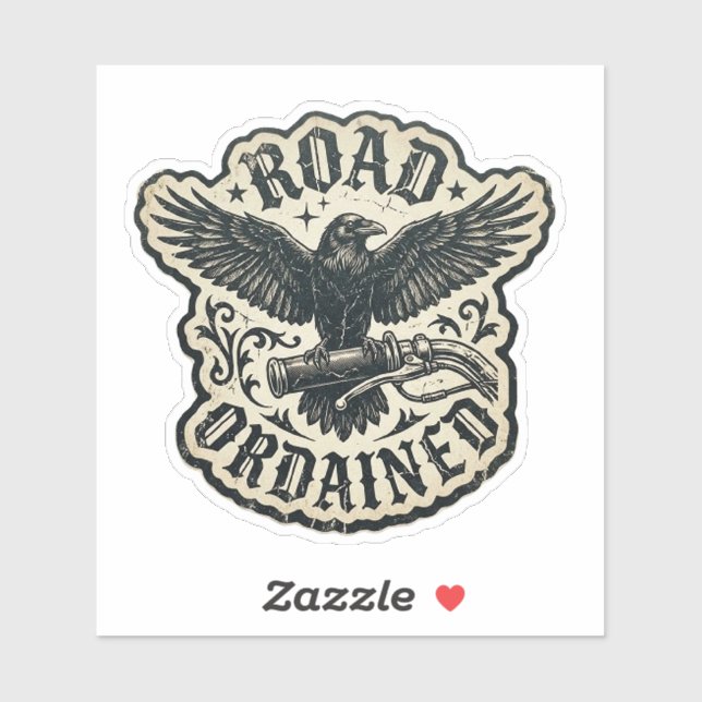Road Ordained Raven Biker Handlebar Sticker (Sheet)