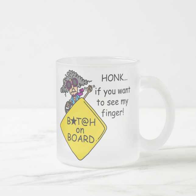 Road Rage Humour Frosted Glass Coffee Mug (Right)