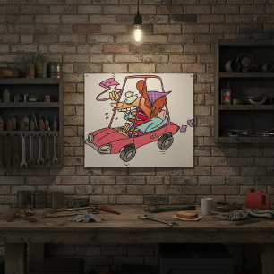 Road Rage Woman Driving Car Funny Angry Driver Poster