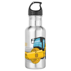 Road roller cartoon illustration 532 ml water bottle