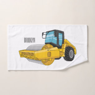 Road roller cartoon illustration  bath towel set