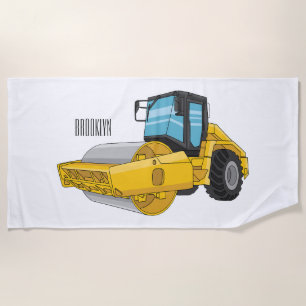 Road roller cartoon illustration beach towel