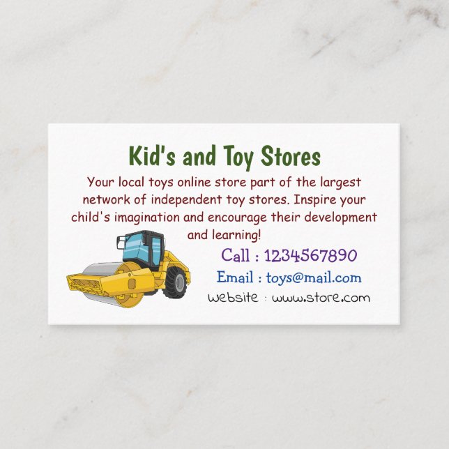 Road roller cartoon illustration business card (Front)