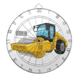 Road roller cartoon illustration dartboard
