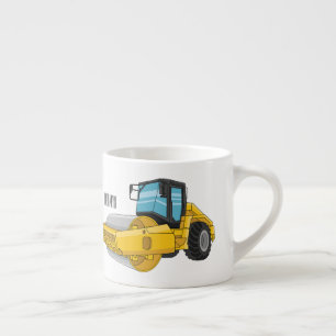 Road roller cartoon illustration  espresso cup