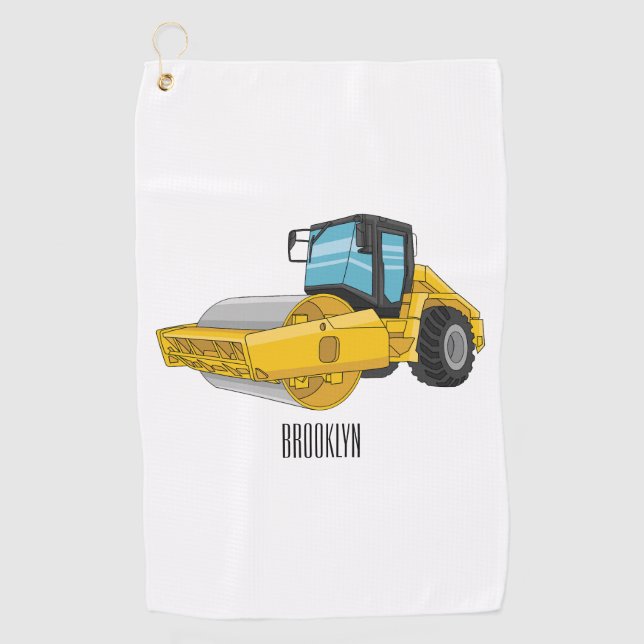 Road roller cartoon illustration golf towel (Front)