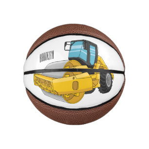 Road roller cartoon illustration mini basketball