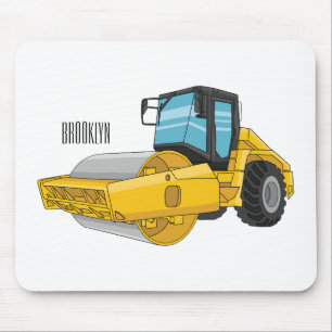 Road roller cartoon illustration mouse pad