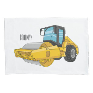 Road roller cartoon illustration pillowcase