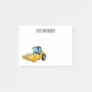 Road roller cartoon illustration post-it notes