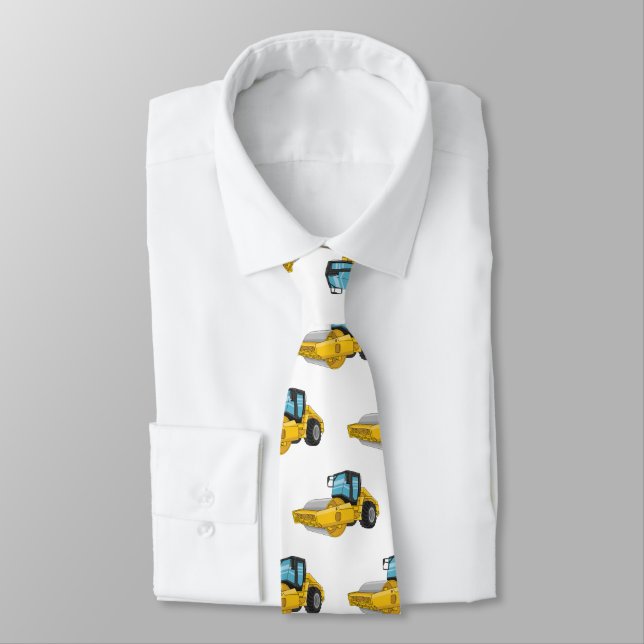 Road roller cartoon illustration tie (Tied)