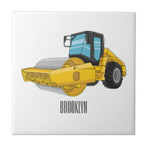 Road roller cartoon illustration tile