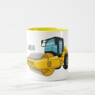 Road roller cartoon illustration Two-Tone coffee mug