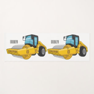 Road roller cartoon illustration yoga mat