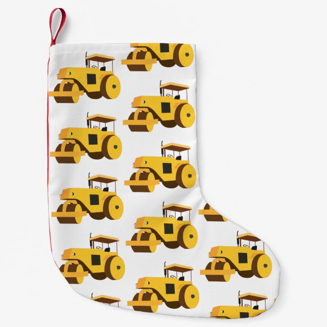 Road Roller Compactor Construction Truck Small Christmas Stocking (Front)