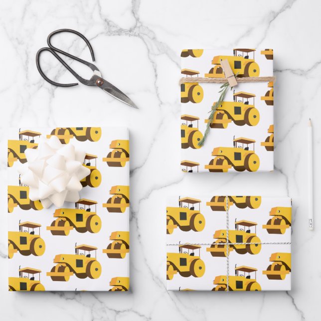 Road Roller Compactor Construction Truck Wrapping Paper Sheet (Front)