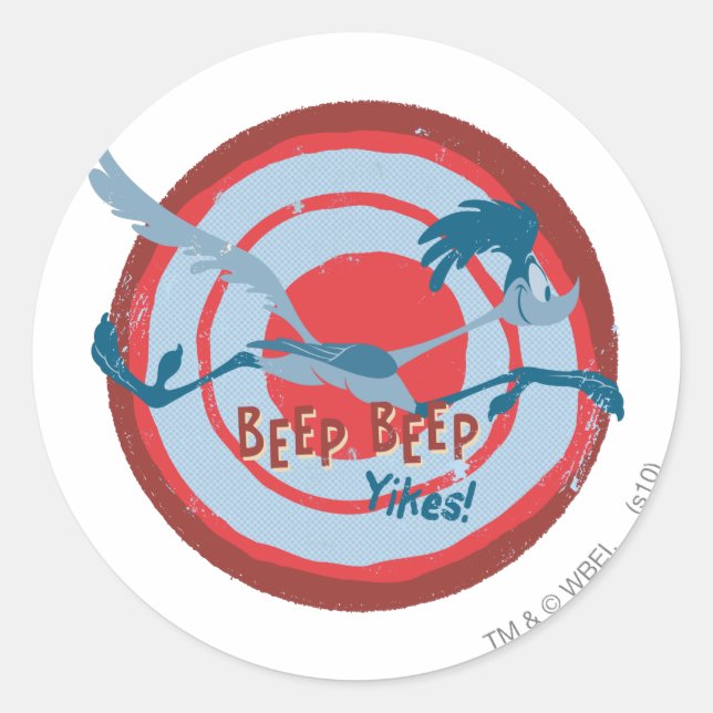 ROAD RUNNER™ BEEP BEEP!™ Yikes! Classic Round Sticker (Front)