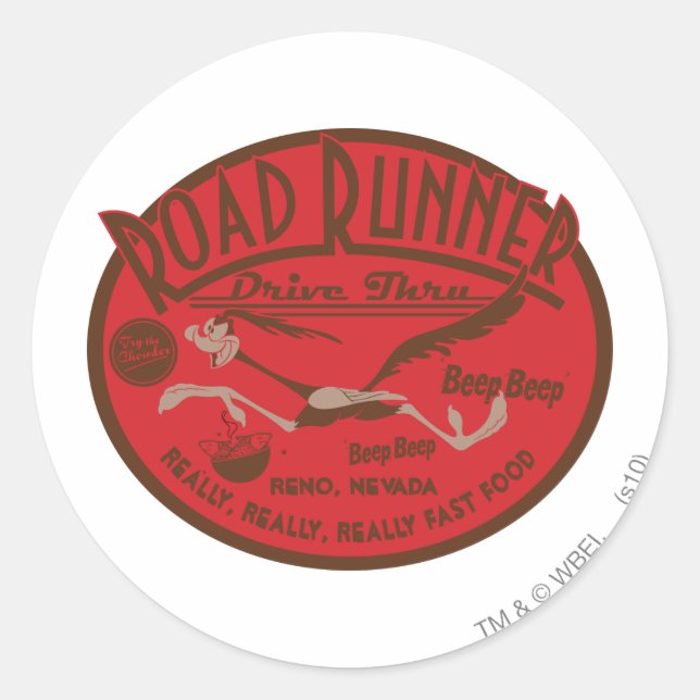 ROAD RUNNER™ Drive Thru 2 Classic Round Sticker (Front)