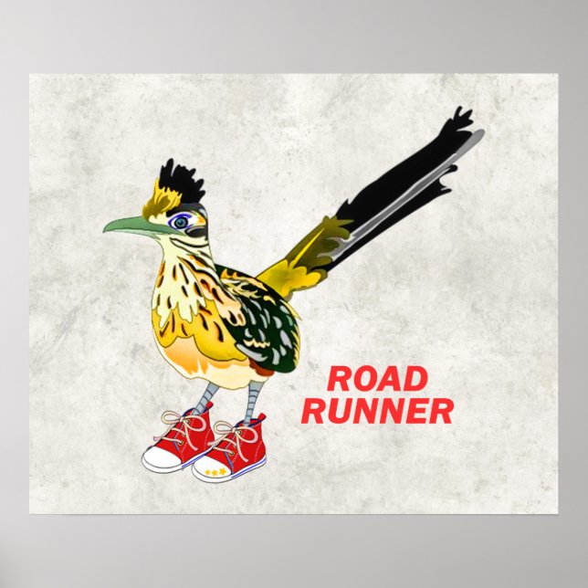 Road Runner in Red Sneakers Poster (Front)