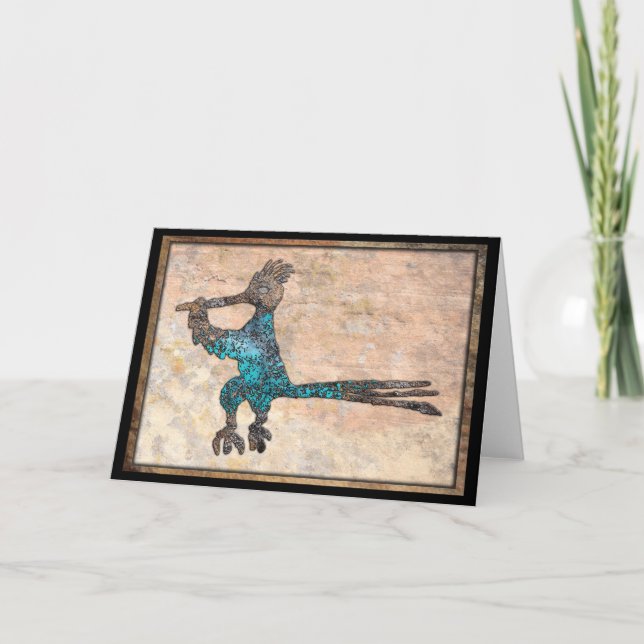 Road Runner Petroglyph New Mexico's State Bird Car Card (Front)