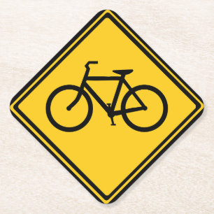 Road Sign Bicycle Paper Coaster
