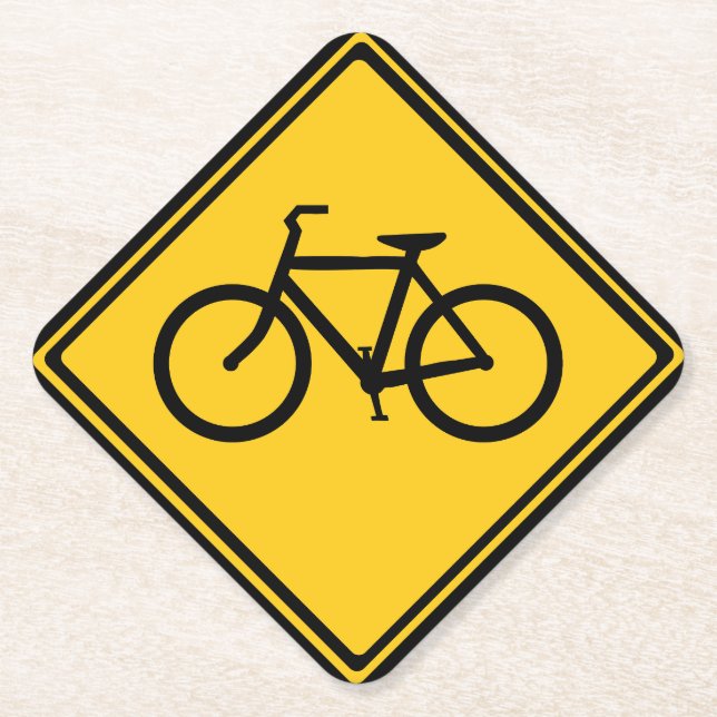 Road Sign Bicycle Paper Coaster (Front)