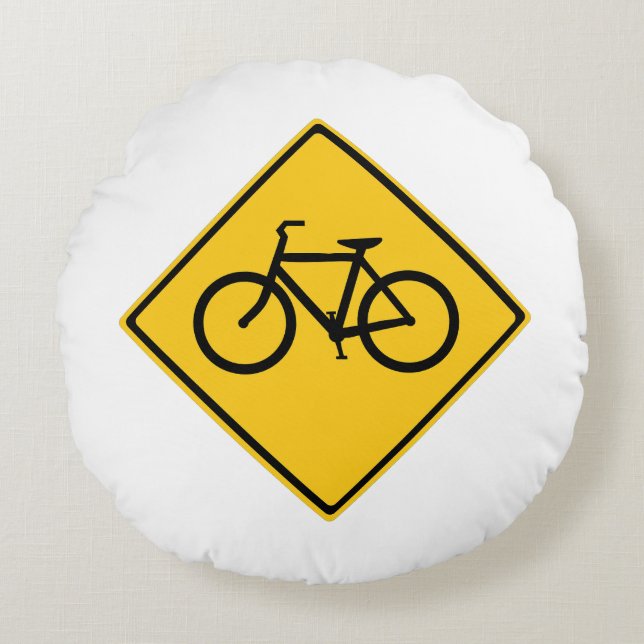Road Sign Bicycle Round Cushion (Front)