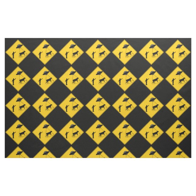 Road Sign- Cow and UFO Fabric (Fat Quarter)