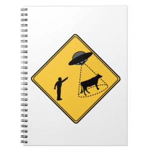 Road Sign- Cow and UFO Notebook