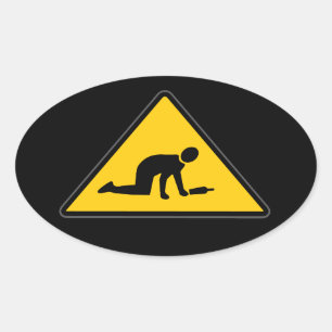Road Sign- Drunk Crossing Oval Sticker